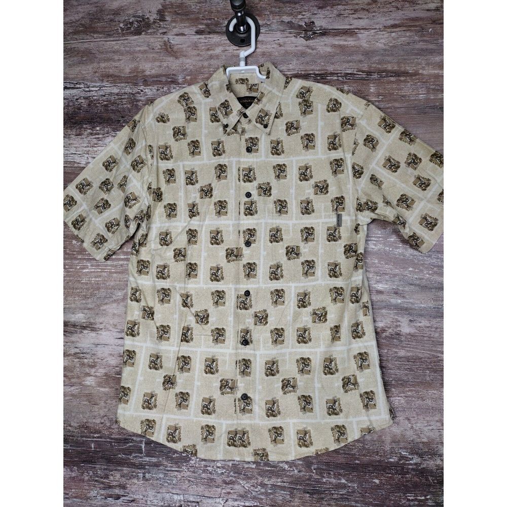 Woolrich Whitetail Deer All Over Print Men's Hunting Shor Sleeve Shirt Sz Medium